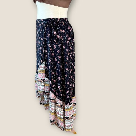 Torrid Floral Faux Wrap Tiered Ruffled Maxi Skirt High Low Size 12/L Coquette - Picture 3 of 14